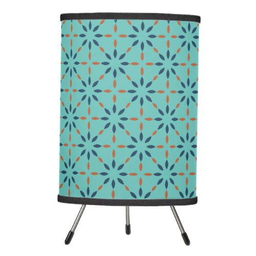 Abstract Geometric Flowers Teal Blue  Orange Tripod Lamp