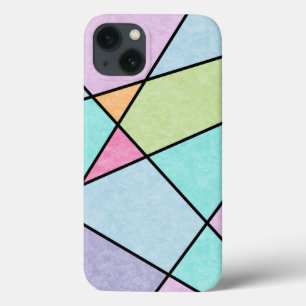 Abstract Geometric Frosted pastel Blue Pink Lilac iPhone 13 Case