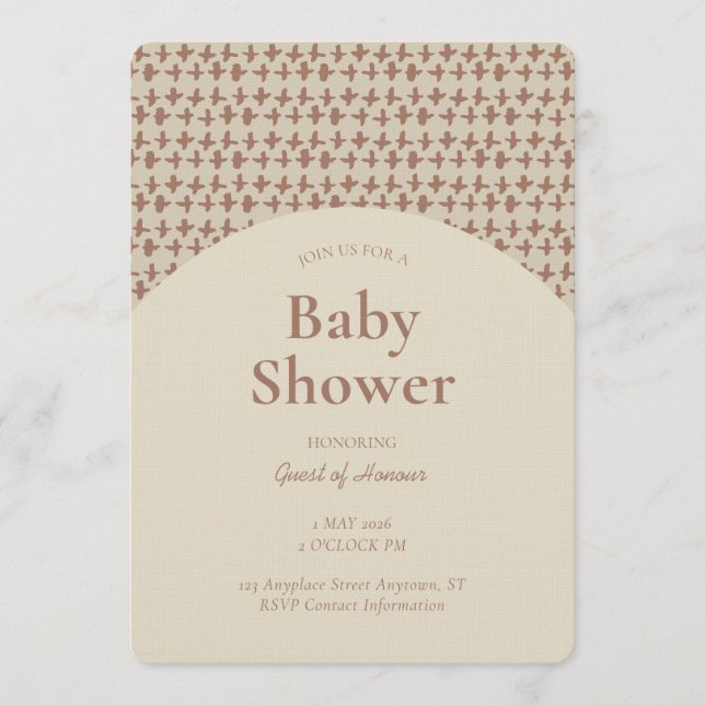 Abstract + Geometric Gender Neutral Brown Beige Invitation (Front)