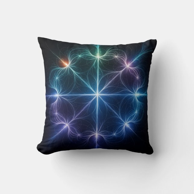 Abstract Geometric Glow Throw Pillow (Front)
