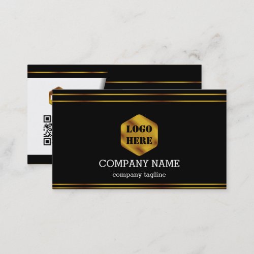 Abstract Geometric Gold  Black  Business Card