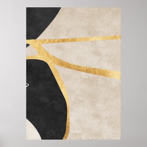 Abstract Geometric Golden Lines Wall Art Poster