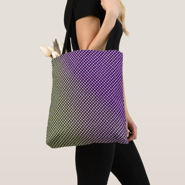 Abstract Geometric Gradient Checker Pattern 1278 Tote Bag (Close Up)