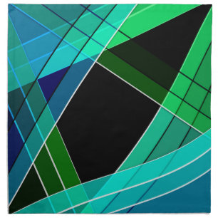Abstract, geometric , green , blue , black cloth napkin