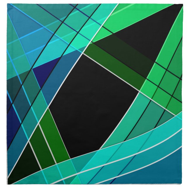 Abstract, geometric , green , blue , black cloth napkin (Front)