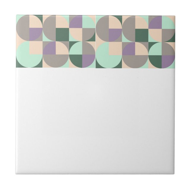 Abstract geometric green lavender beige ceramic tile (Front)