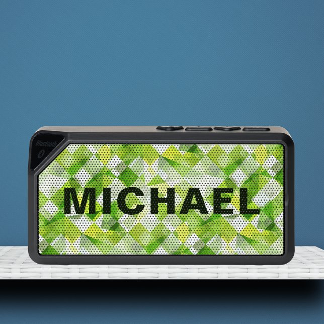 Abstract Geometric Green Pattern Personalized Name Bluetooth Speaker (Creator Uploaded)