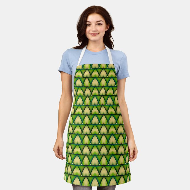 Abstract geometric green texture apron (Worn)
