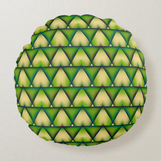 Abstract geometric green texture round pillow