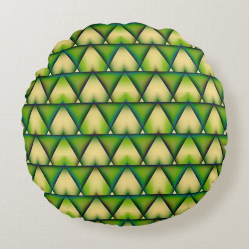 Abstract geometric green texture round pillow