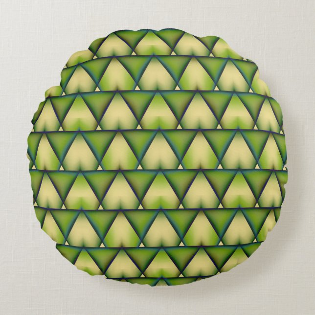 Abstract geometric green texture round pillow (Front)