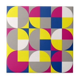 Abstract geometric grey fuchsia  ceramic tile