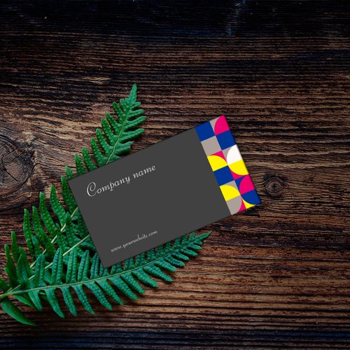 Abstract geometric grey fuchsia QR Business Card