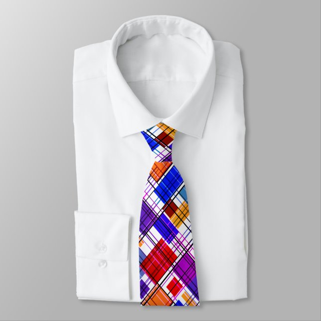 Abstract, geometric ,grey patchwork, grey, folklor neck tie (Tied)