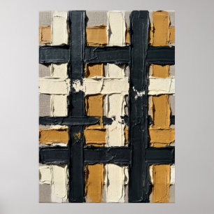 Abstract Geometric Grid Poster Impasto Textured