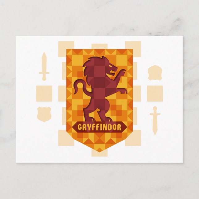 Abstract Geometric GRYFFINDOR™ Crest Invitation Postcard (Front)