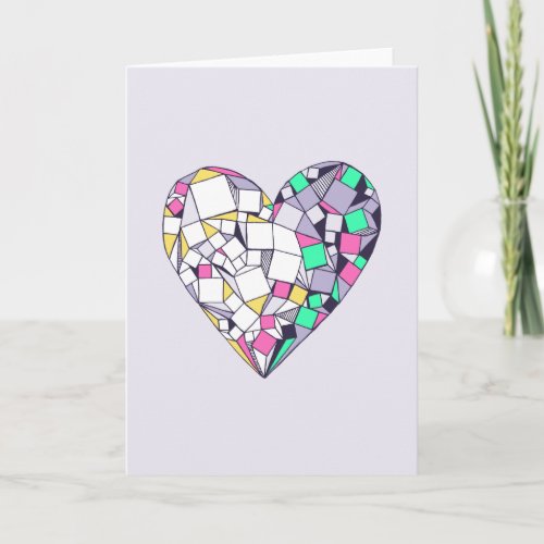 Abstract Geometric Heart Blank Greeting Card