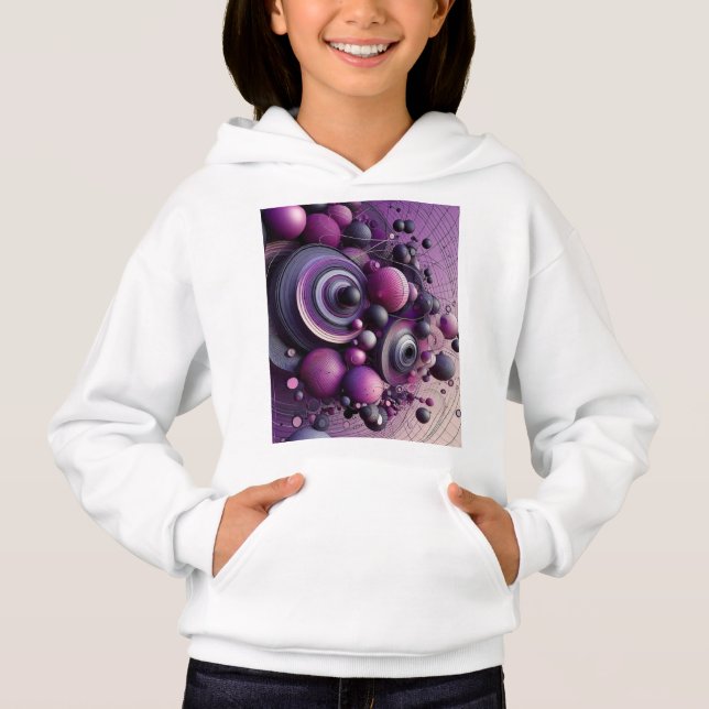 Abstract Geometric Hoodie for Girls  (Front)
