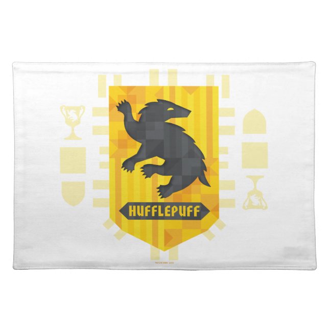 Abstract Geometric HUFFLEPUFF™ Crest Cloth Placemat (Front)