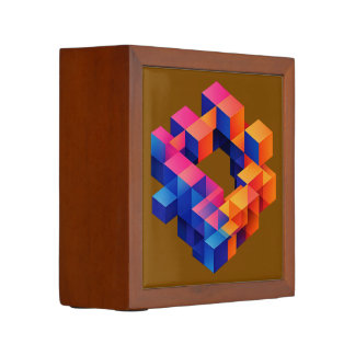 Abstract Geometric Illusion Artwork Desk Organizer