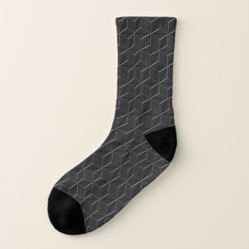 Abstract Geometric Image on Attractive Black  Socks