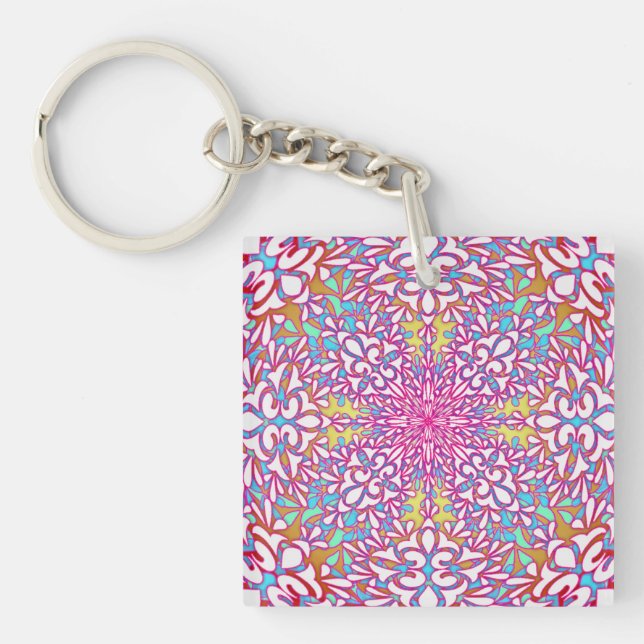 Abstract Geometric Kaleidoscope Design Keychain (Front)