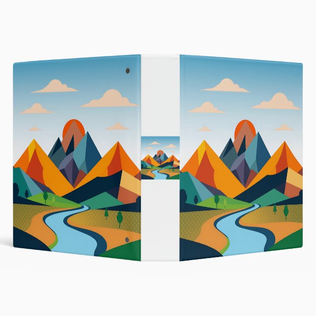 Abstract Geometric Landscape 3 Ring Binder (Background)