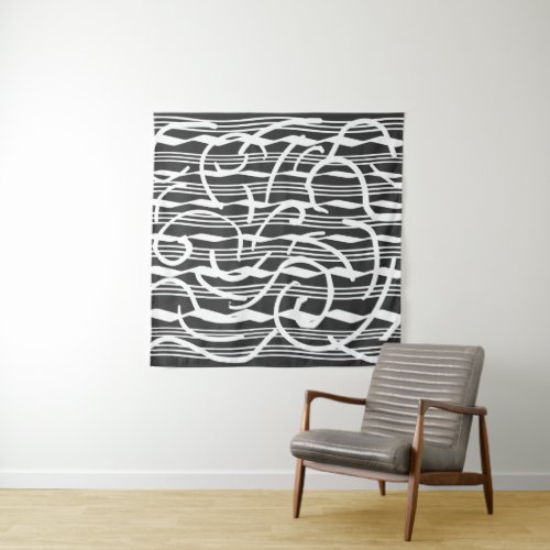abstract geometric line art tapestry