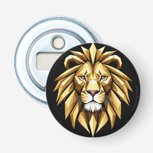 Abstract Geometric Lion Art with Intense Gold Tone Bottle Opener