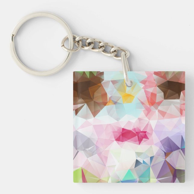 Abstract Geometric Low Poly Mosaic Keychain (Front)