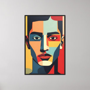 Abstract Geometric Male Portrait: Pop Art Cubist F Canvas Print