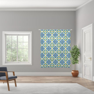 Abstract geometric Mediterranean tile pattern Sheer Curtains
