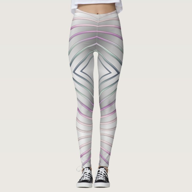 abstract geometric metallic texture. leggings (Front)