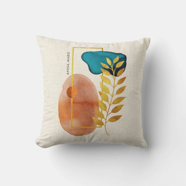 Abstract Geometric Mid-Century Modern Minimalist Throw Pillow (Front)