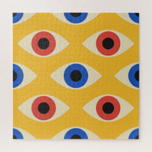 Abstract Geometric Modern Bold Evil Eye Pattern Jigsaw Puzzle