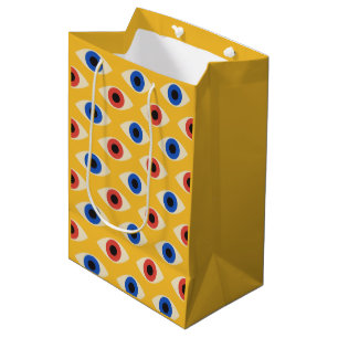Abstract Geometric Modern Bold Evil Eye Pattern Medium Gift Bag