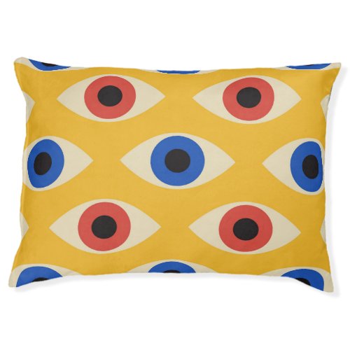 Abstract Geometric Modern Bold Evil Eye Pattern Pet Bed