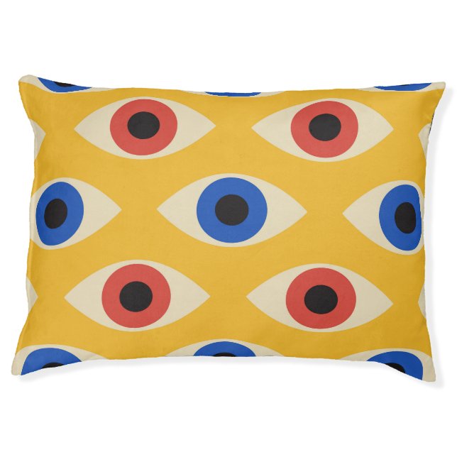 Abstract Geometric Modern Bold Evil Eye Pattern  Pet Bed (Front)