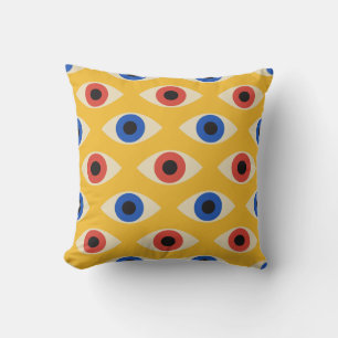 Abstract Geometric Modern Bold Evil Eye Pattern  Throw Pillow