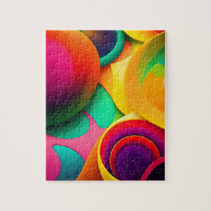 Abstract Geometric Modern Colorful Bubles 3D Jigsaw Puzzle