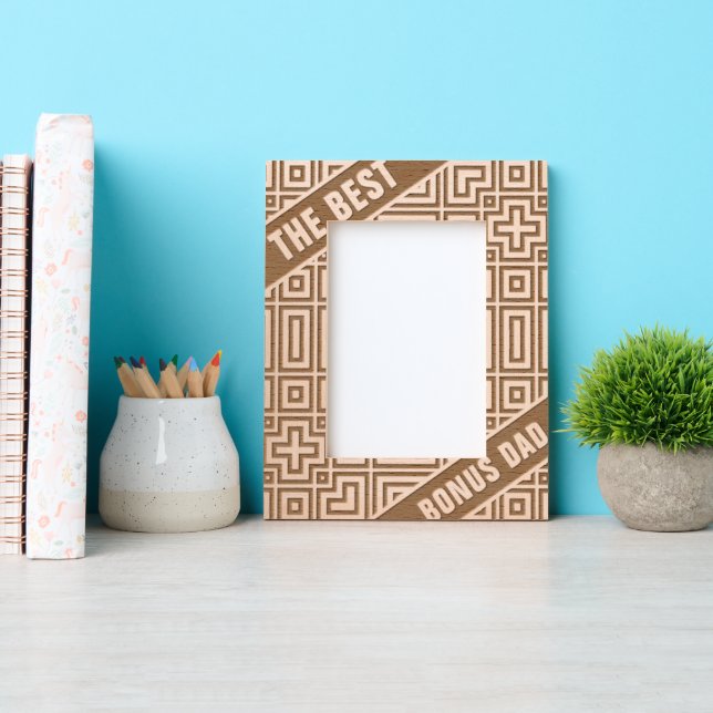  Abstract Geometric Modern Cool The Best Bonus Dad Engraved Frames (Front)