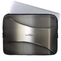 Abstract Geometric Modern Gray Metallic Design Laptop Sleeve