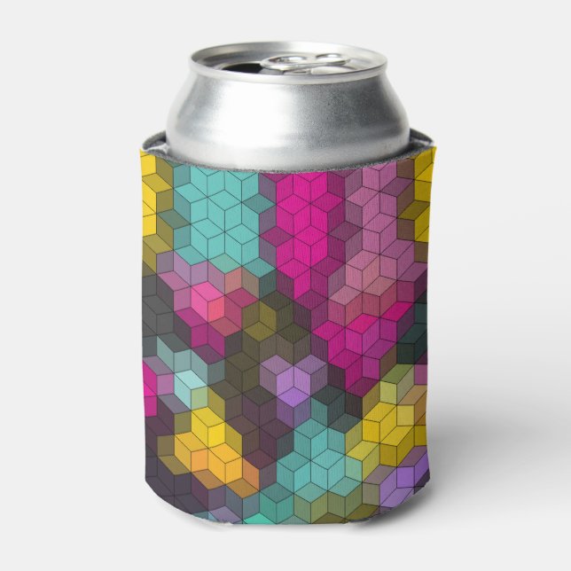 Abstract geometric modern hexagon shapes mosaic  can cooler (Can Front)