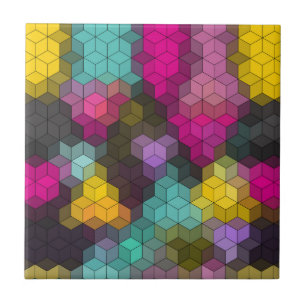 Abstract geometric modern hexagon shapes mosaic ceramic tile