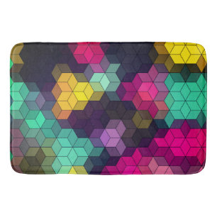 Abstract geometric modern hexagon shapes mosaic  l bath mat