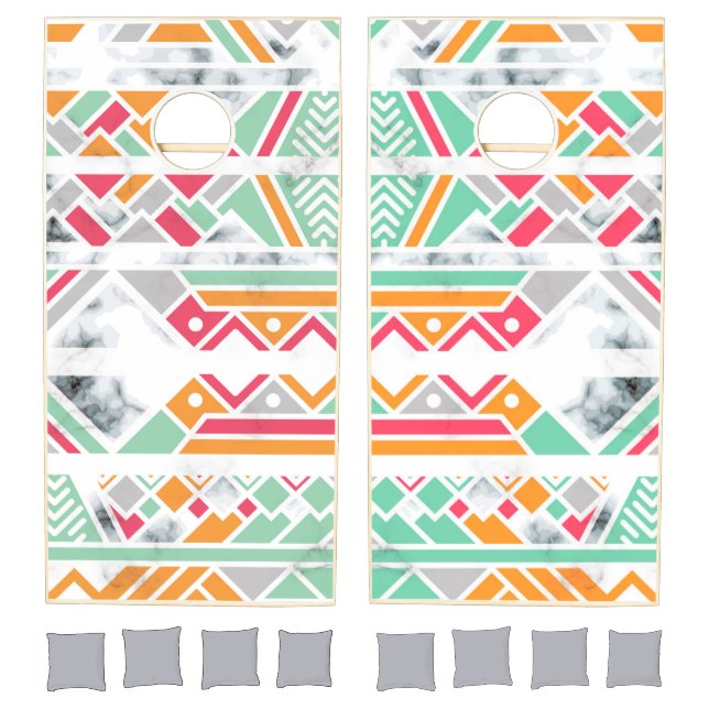 Abstract Geometric Modern Marble Girly Chic Cornhole Set (Set)