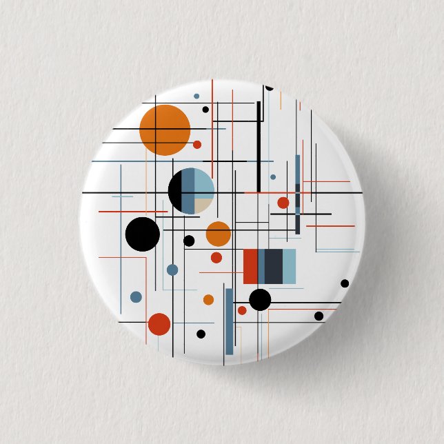 Abstract Geometric Modern Minimalist Lines Button (Front)
