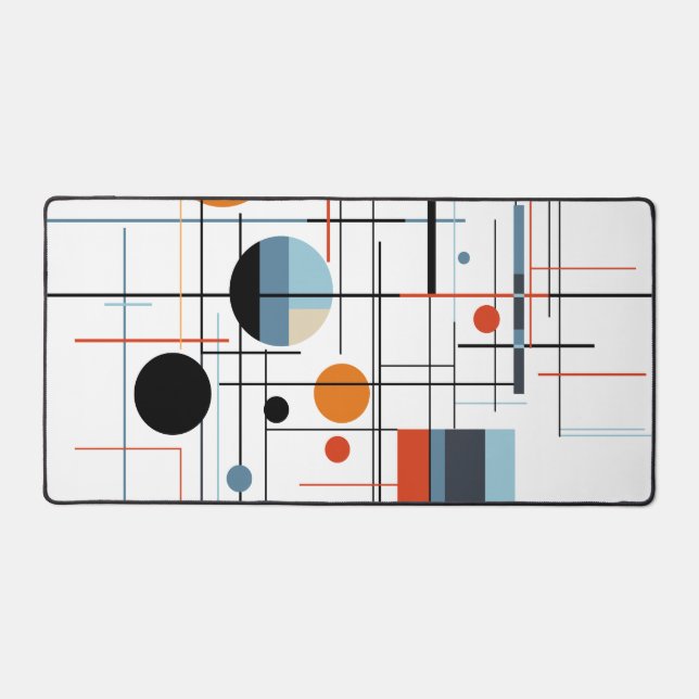 Abstract Geometric Modern Minimalist Lines Desk Mat (Front)