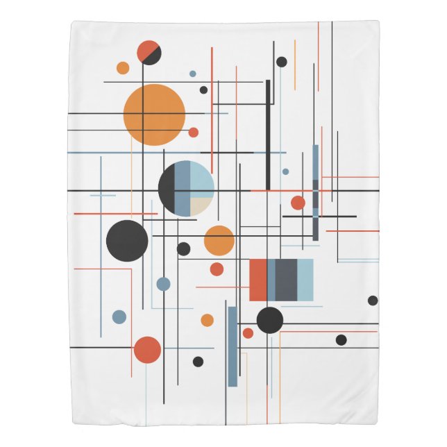 Abstract Geometric Modern Minimalist Lines Duvet Cover (Front)