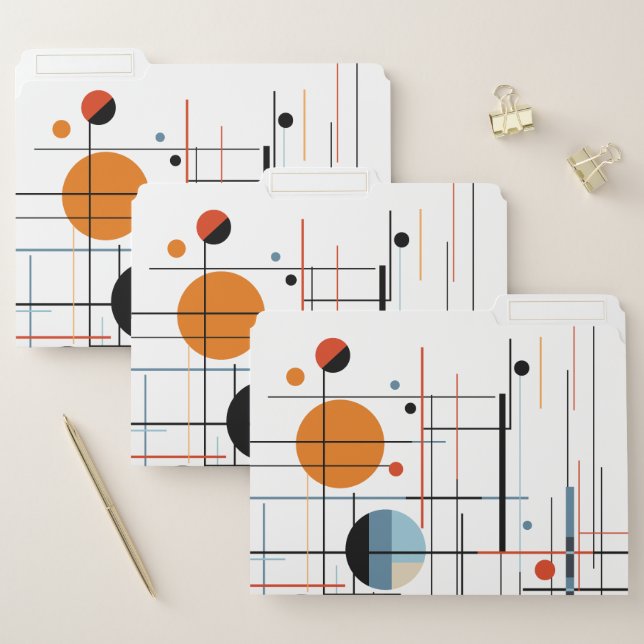 Abstract Geometric Modern Minimalist Lines File Folder (Set)